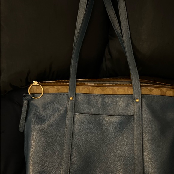 Coach Bag - Blue Leather with Signature Accent - Picture 6 of 7